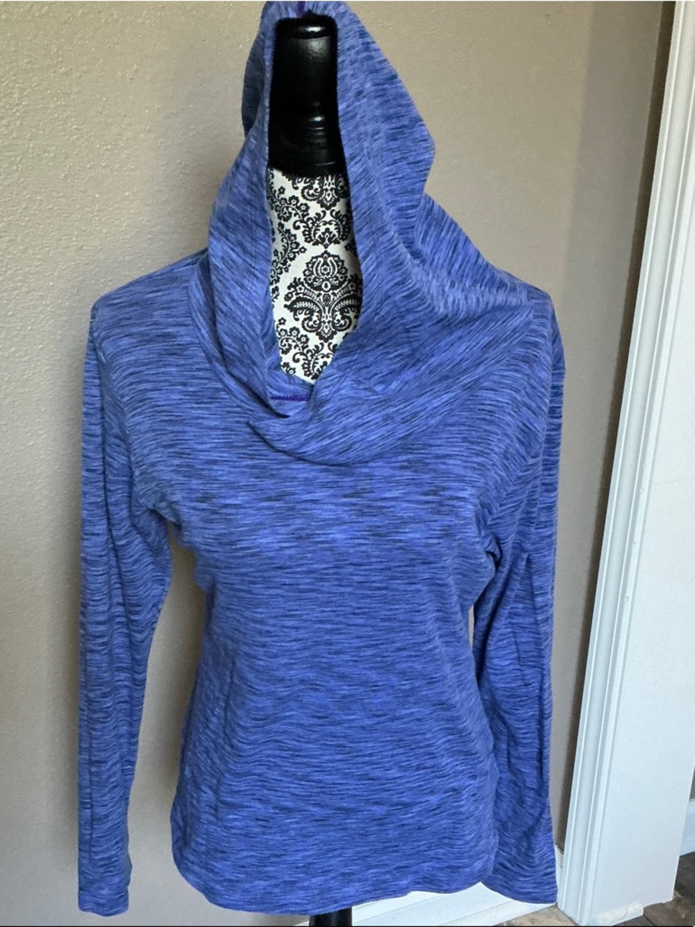 Women's Heather Periwinkle Cowl Neck Pullover Sweater Size L